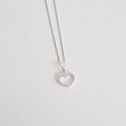 Colar pingente coração vazado cravejado 12mm 45cm