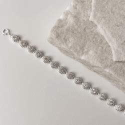 Pulseira entremeios zircônias redonda com cravejado 5.9 16+4cm