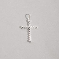Pingente cruz fio bolinhas 30mm
