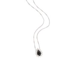 Colar zircônia gota ônix com cravejado 10mm 45cm
