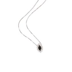 Colar zircônia navete ônix com cravejado 10mm 45cm