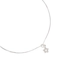 Colar pingente estrela vazada cravejada 7mm 40cm