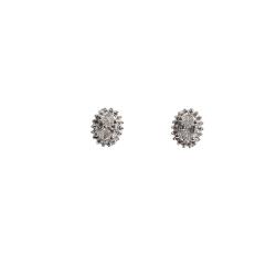 Brinco zircônia oval com cravejado cristal 10mm