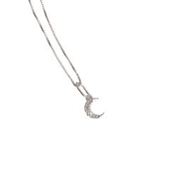 Colar pingente lua cravejada 7mm 40cm