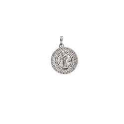 Pingente medalha São Bento cravejada 14mm
