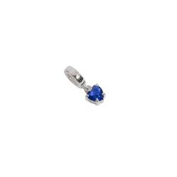 Berloque pingente zircônia coração azul bic 5mm