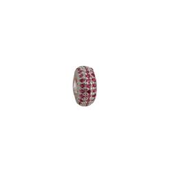 Berloque separador triplo cravejado rosa 10mm