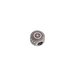 Berloque separador escudo Capitão América com cravejado resina 12mm envelhecido