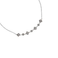 Colar entremeios trevo cravejado e zircônia corrente cadeado 40+5cm