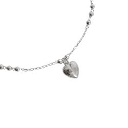 Pulseira entremeio bolas com pingente coração 9mm