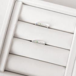 Anel aliança cravejada cristal e colorida