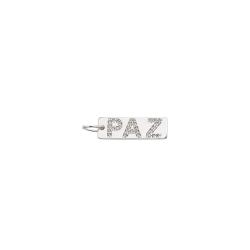 Pingente placa paz cravejada 22mm