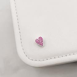 Berloque separador coração alongado cravejado pink 10mm