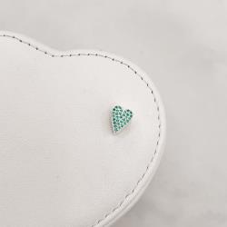 Berloque separador coração alongado cravejado verde 10mm