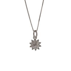 Colar pingente flor com cravejado 10mm 45cm