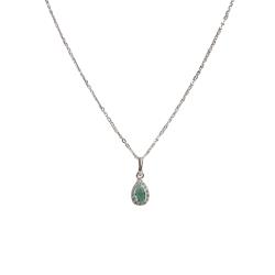 Colar pingente zircônia gota turmalina com cravejado 8mm corrente cadeadinho 40cm