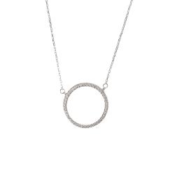 Colar entremeio círculo vazado cravejado 20mm 40+5cm