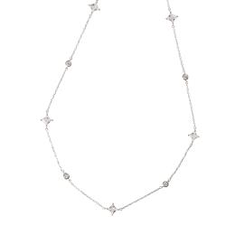 Colar entremeio zircônias redonda 3mm e losango 6mm 40+5cm