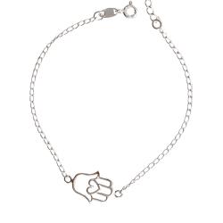 Pulseira entremeio mão vazada 15mm corrente grumet 18+3cm