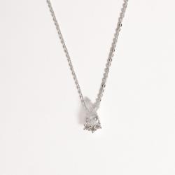 Colar zircônia gota com cravejado 10mm corrente cadeadinho 40cm