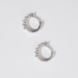 Argola click 14mm com moissanites 3mm ródio