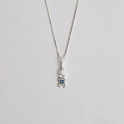 Colar pingente menino detalhe zircônias azul 10mm 45cm