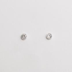 Brinco zircônia europeia redonda embutida 3mm