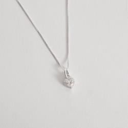 Colar pingente zircônia coração com cravejado cristal 7mm 40cm