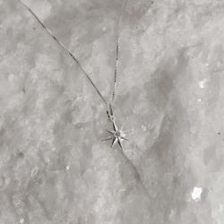Colar pingente estrela 8 pontas 13mm 45cm
