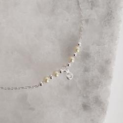 Pulseira entremeio bolas e pérolas com pingente zircônia 5mm 19cm