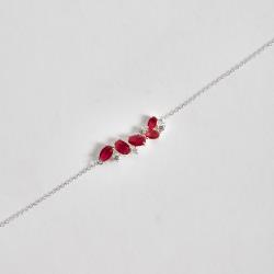 Pulseira entremeio zircônias redonda e oval cereja 27mm 16+4cm