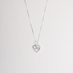 Colar pingente coração vazado cravejado escrito mãe 12mm 45cm
