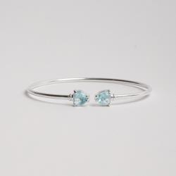 Bracelete 2 zircônias coração azul claro regulável
