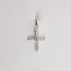 Berloque pingente cruz cravejada com zircônia coração 15mm elo escrito forever envelhecido