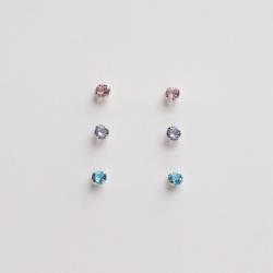 Trio zircônias 3mm rosa, lilás e azul