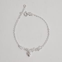 Pulseira entremeio zircônias 4mm pingente coração vazado 19cm