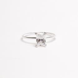Anel solitário zircônia retangular 7x5mm