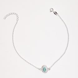 Pulseira entremeio medalha trabalhada 11mm com zircônia oval turmalina 20+3cm
