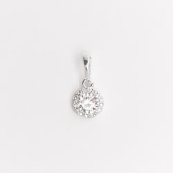 Pingente zircônia redonda com cravejado 7mm