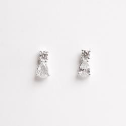 Brinco zircônias redonda e gota 9mm