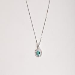Colar pingente medalha trabalhada 11mm com zircônia oval turmalina 45cm