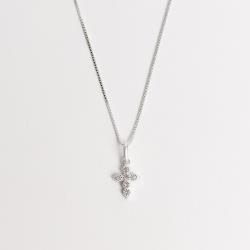 Colar pingente cruz cravejada cristal 9mm 40cm