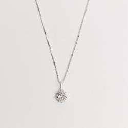 Colar pingente zircônia coração com cravejado 7mm cristal 40cm