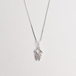Colar pingente menina cravejada cristal 11mm 45cm