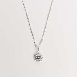 Colar pingente zircônia redonda com cravejado cristal 8mm 40cm