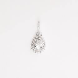 Pingente zircônia gota com cravejado cristal 9mm
