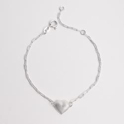 Pulseira entremeio coração com bolinhas 13mm 19cm