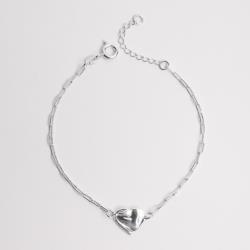 Pulseira entremeio coração ondulado 10mm 16+3cm
