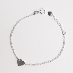 Pulseira entremeio coração 8mm corrente cadeado 15+2cm