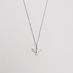 Colar pingente Espírito Santo desenhado 12mm corrente cadeadinho 45cm